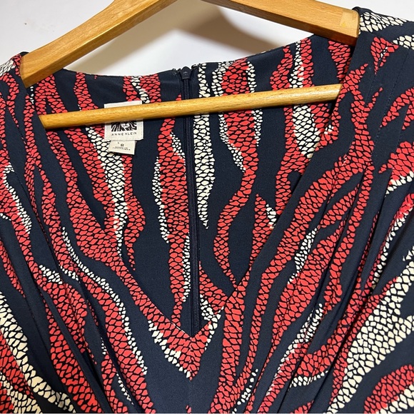 Anne Klein Reptile Zebra Stripe Wrap Bodice Gathered Skirt Sheath Dress - Picture 6 of 14